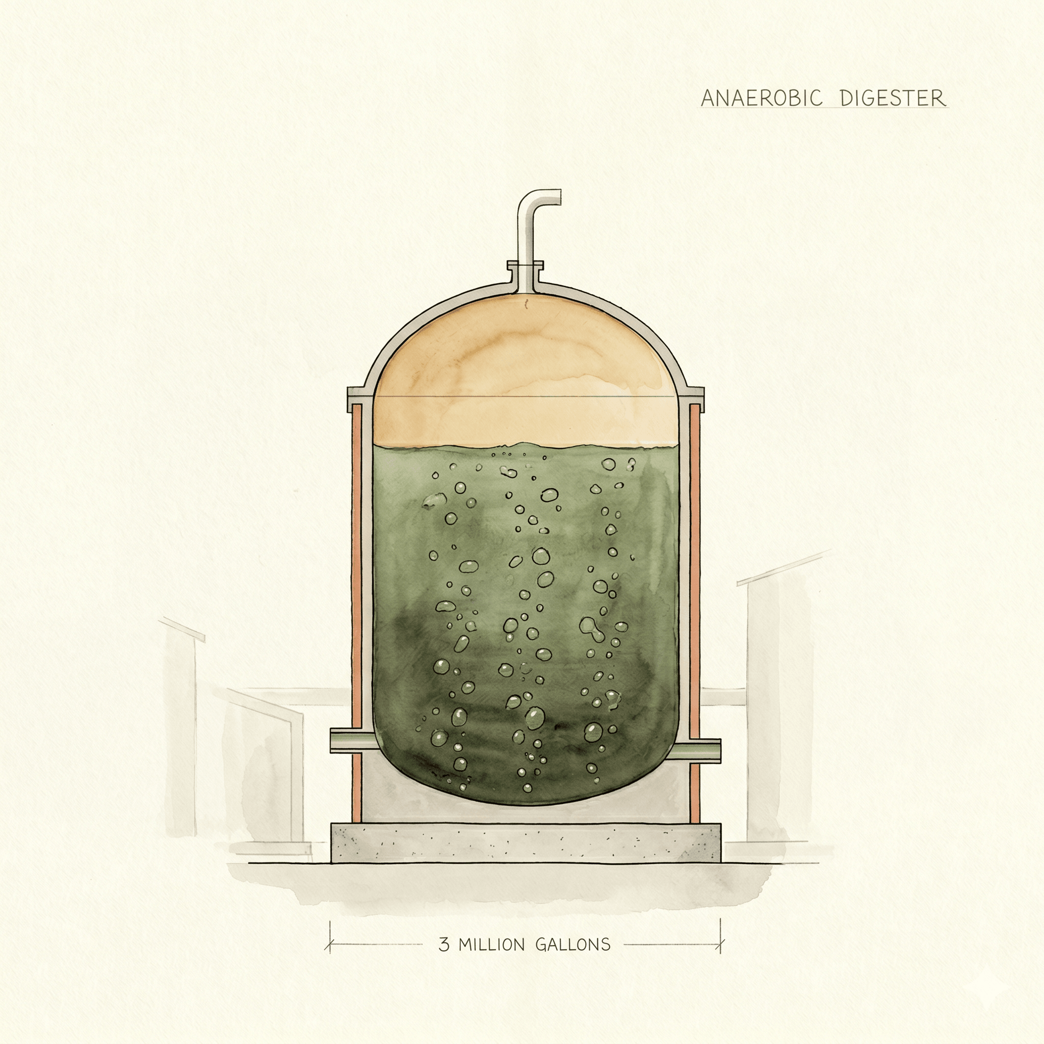 Anaerobic digester sectional view
