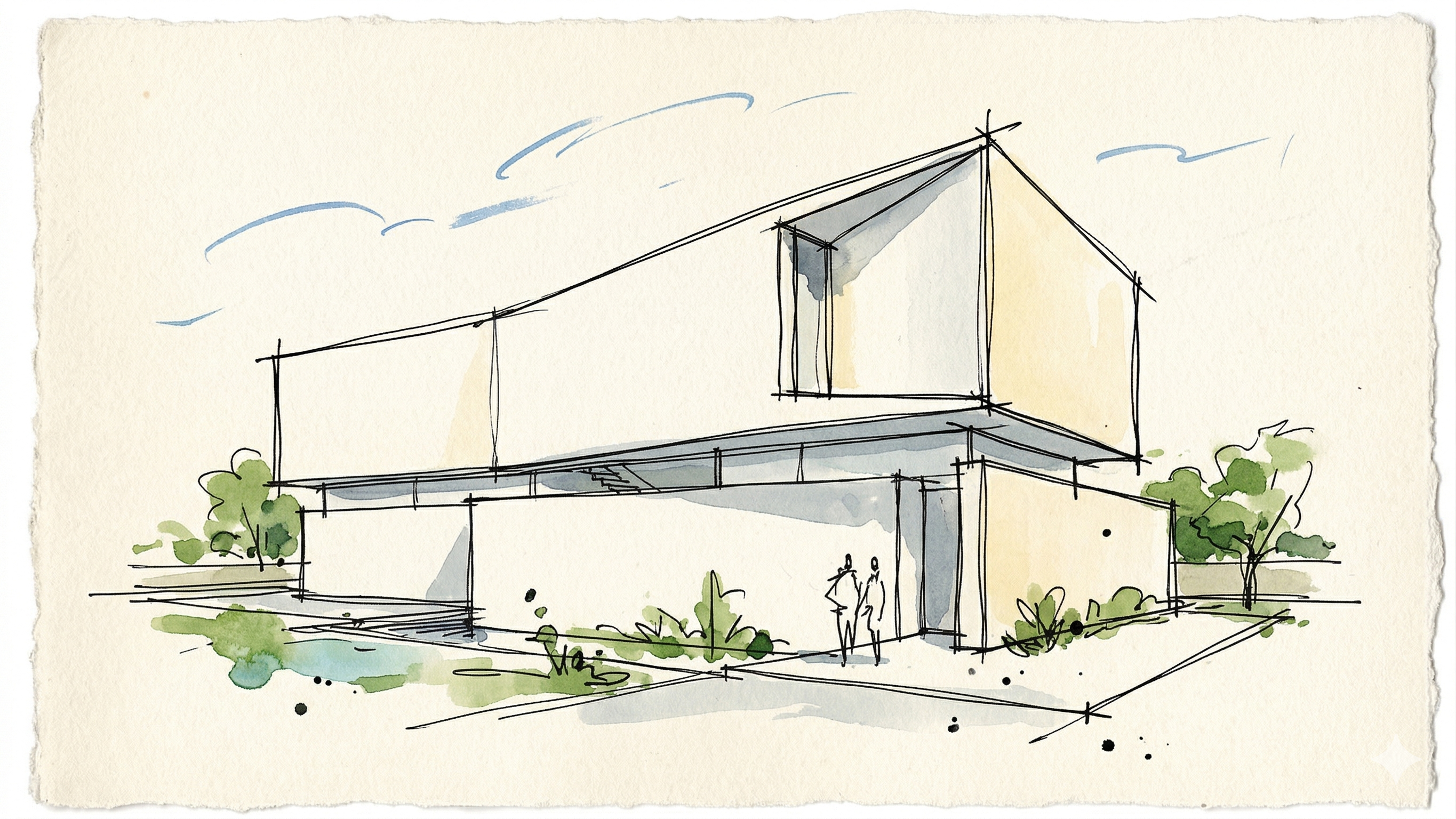 Architect's sketch, building elevation