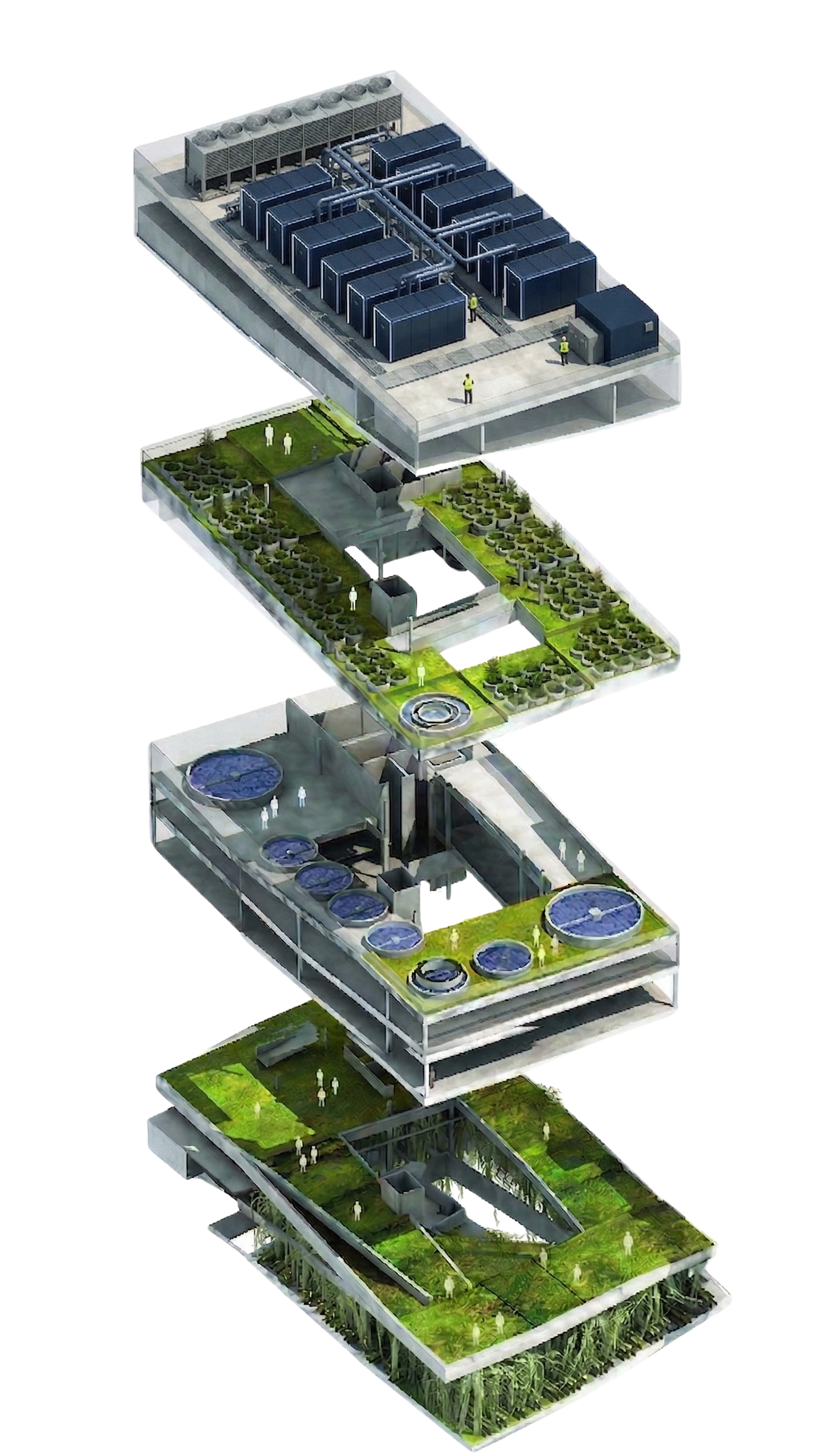 Exploded isometric of MicroLink modular compute deployment